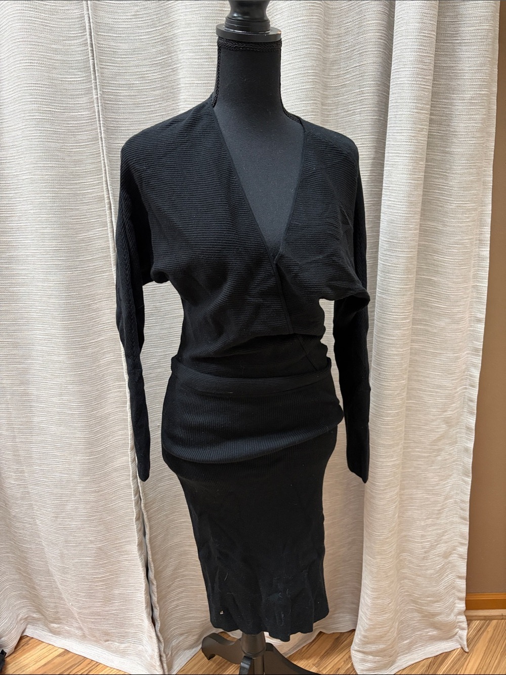 Banana Republic Black Ribbed Knit Dress